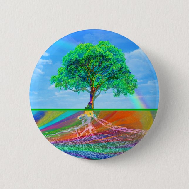 Tree of Life Happiness 2 Inch Round Button (Front)