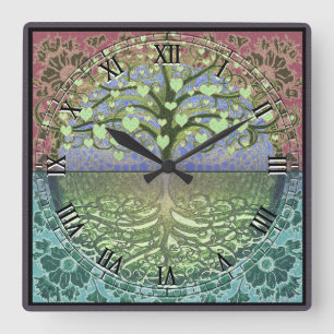 Tree of Life Heart by Amelia Carrie Square Wall Clock