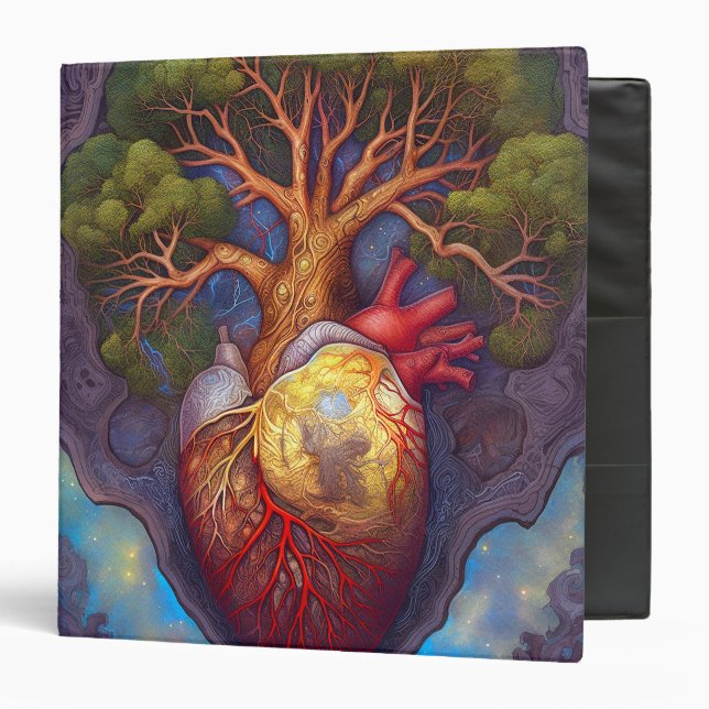 Tree Of Life Heart Surreal Nature Art Binder (Front/Inside)