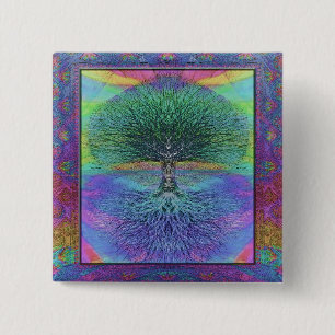 Tree of Life Hope and Peace 2 Inch Square Button
