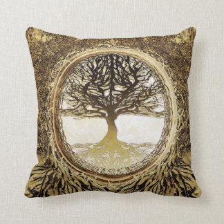 Tree of Life in Brown Throw Pillow