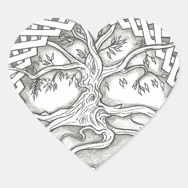 Tree of Life in Celtic Design Heart Sticker (Front)