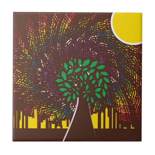 Tree of life in colours tile (Front)