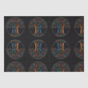 Tree of Life in full Stained Glass Mosaic Color Tissue Paper