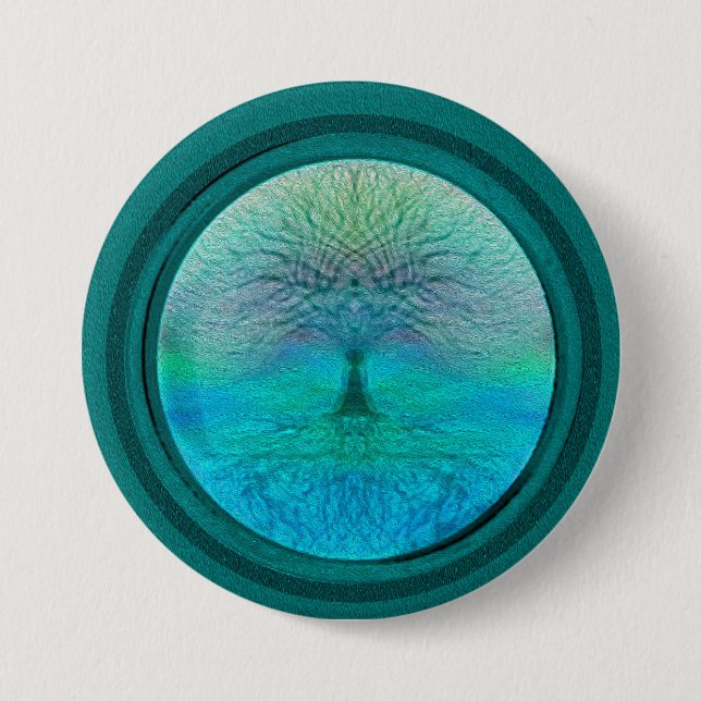 Tree of Life in Green Colours 3 Inch Round Button (Front)