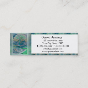 Tree of Life in Pale Green Colours Mini Business Card