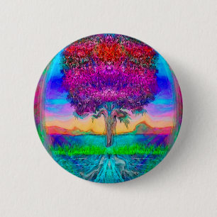 Tree of Life in Rainbow Colours 2 Inch Round Button
