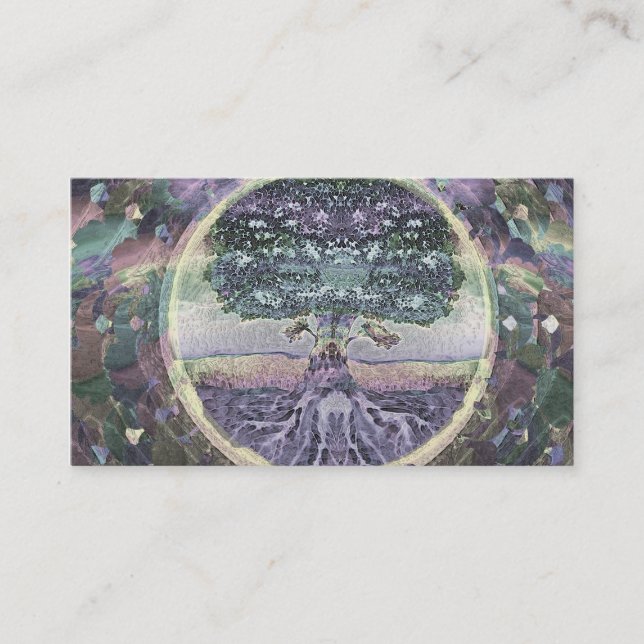 Tree of Life in Rainbow Metal Colours Business Card (Front)