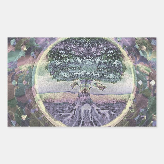 Tree of Life in Rainbow Metal Colours Sticker (Front)
