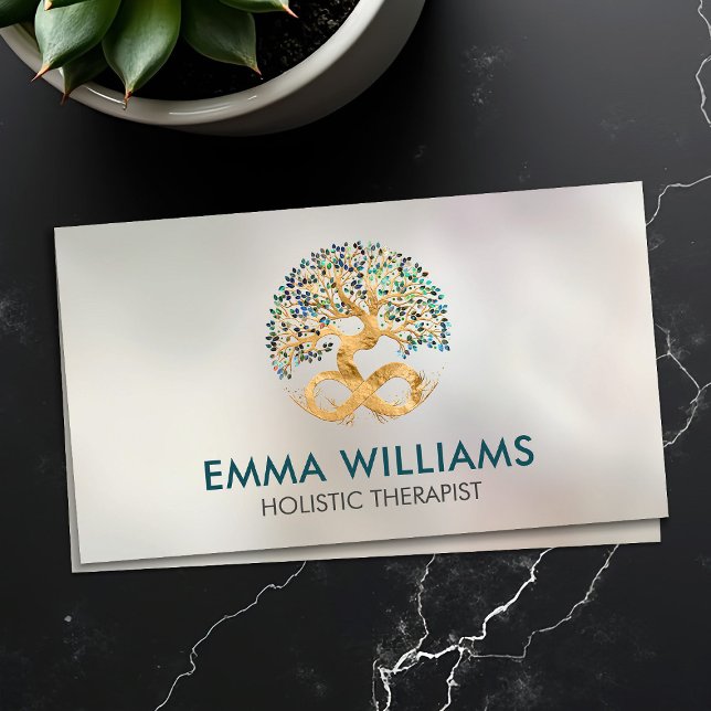 Tree of Life - Infinity - Abalone Shell Leaves Business Card (Creator Uploaded)