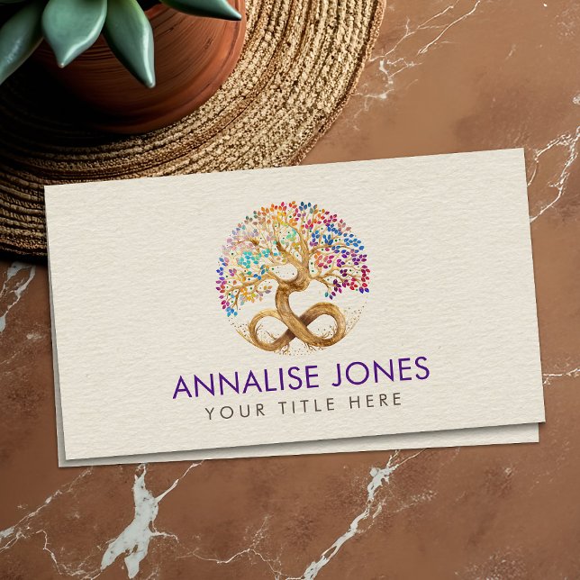 Tree of Life - Infinity - Colourful Leaves Busines Business Card (Creator Uploaded)