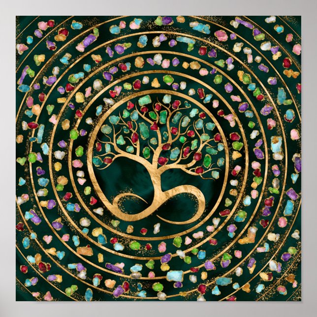 Tree of Life - Infinity Spiral - Colourful geodes Poster (Front)