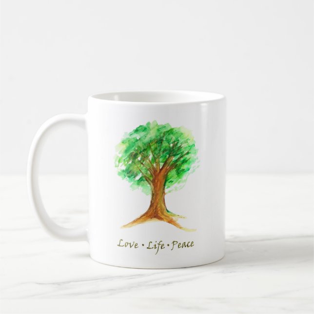 Tree of Life Love Peace  Coffee Mug (Left)