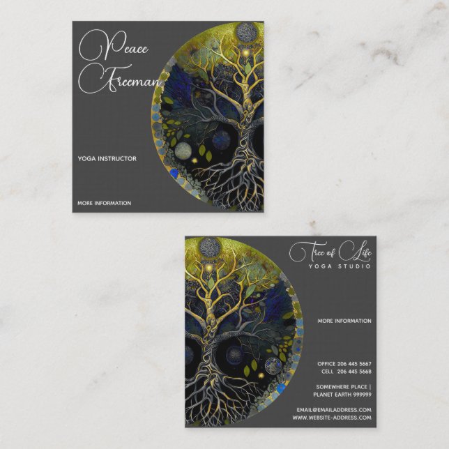 Tree of Life Luna Square Business Card (Front/Back)