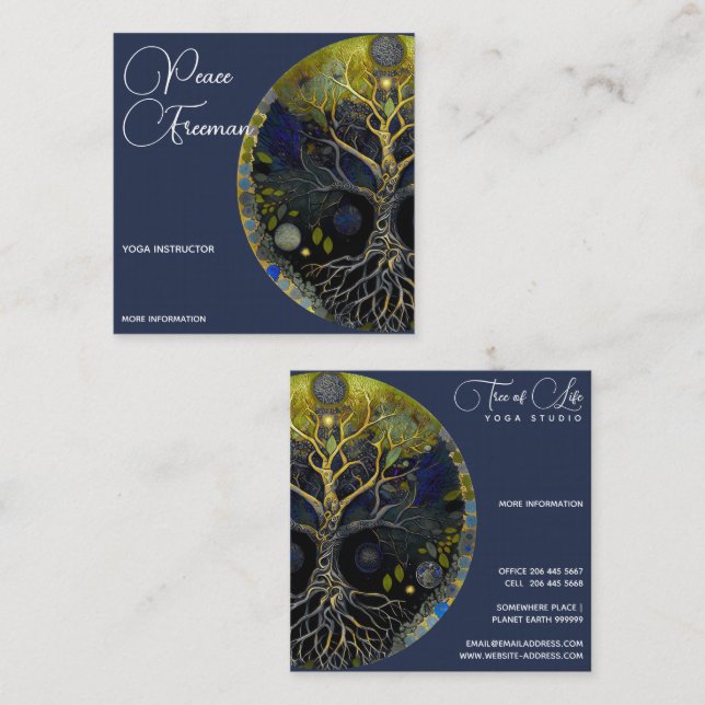 Tree of Life Luna Square Business Card (Front/Back)