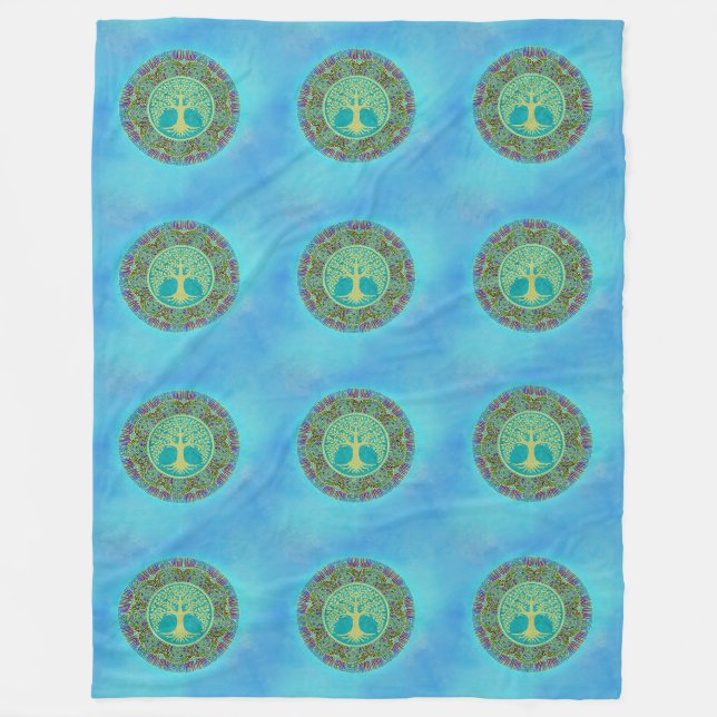 Tree Of Life - Mandala Seamless Pattern 3 Fleece Blanket (Front)