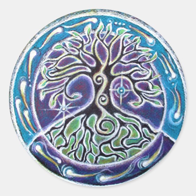 Tree of Life mandala sicker Classic Round Sticker (Front)