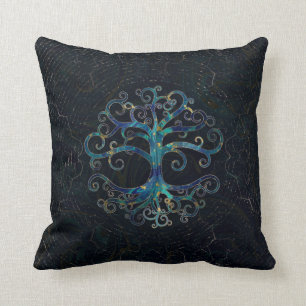 Tree of life Marble and Gold Throw Pillow