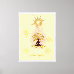 Tree of Life Meditation Art Golden Spiritual Min Canvas Print