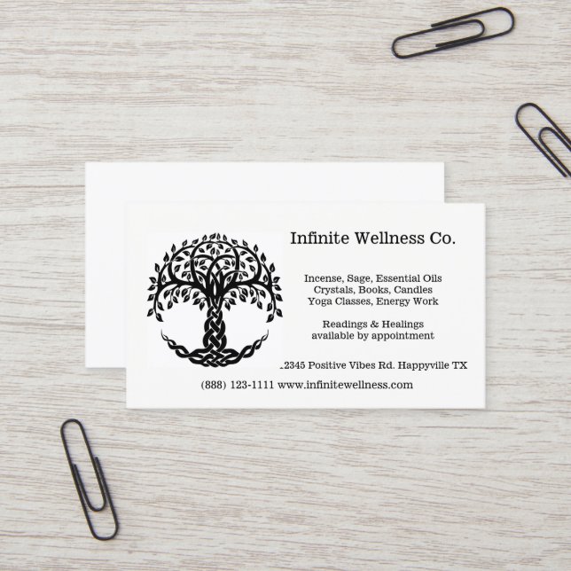 Tree of Life Metaphysical Bookstore Gifts Business Card (Front/Back In Situ)