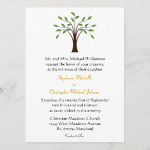 Tree of Life Modern Symbolic on White #2 Wedding Invitation