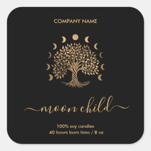 Tree of Life Moon Phases Square Sticker