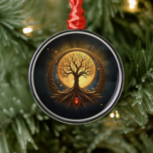 Tree of Life – Moonlit Enlightenment Metal Ornament
