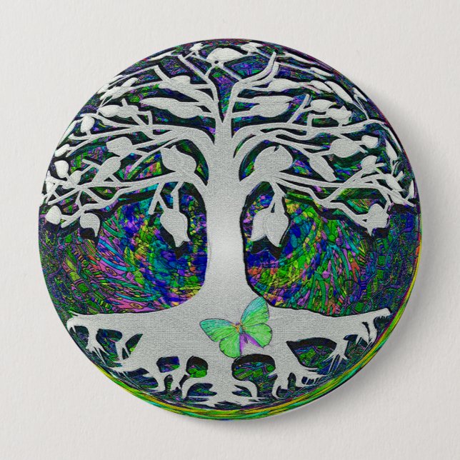 Tree of Life New Beginnings by Amelia Carrie 4 Inch Round Button (Front)