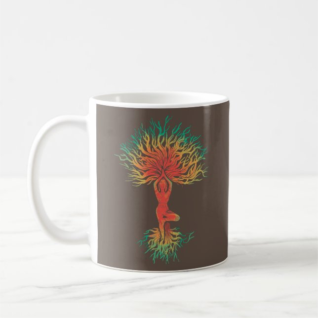 Tree of Life Om Chakra Yoga Pose Zen Meditation Coffee Mug (Left)