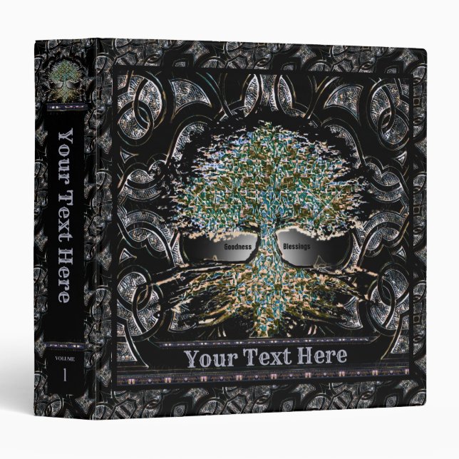 Tree of Life on Ornate Background 3 Ring Binder (Front/Spine)