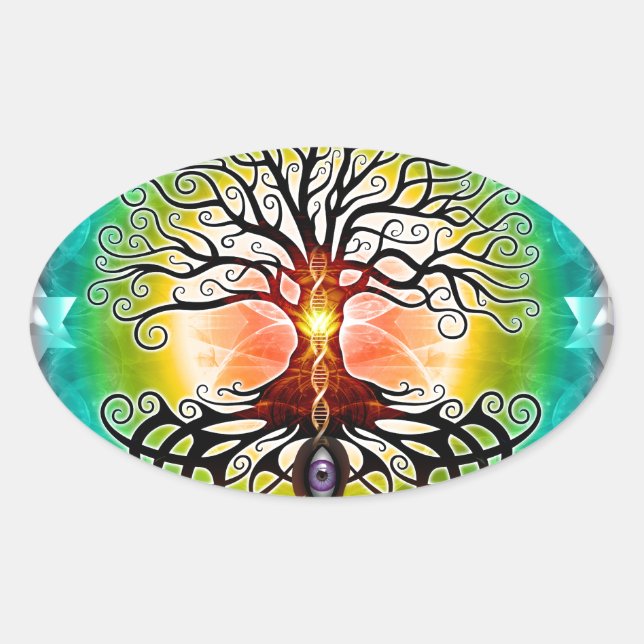 Tree Of Life Oval Sticker (Front)