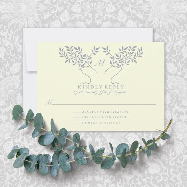 Tree of Life Pale Yellow Wedding RSVP Card (Creator Uploaded)