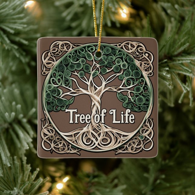 Tree of Life Paper Quilling Ceramic Ornament (Tree)