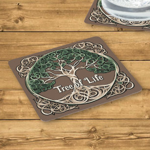 Tree of Life Paper Quilling Square Paper Coaster