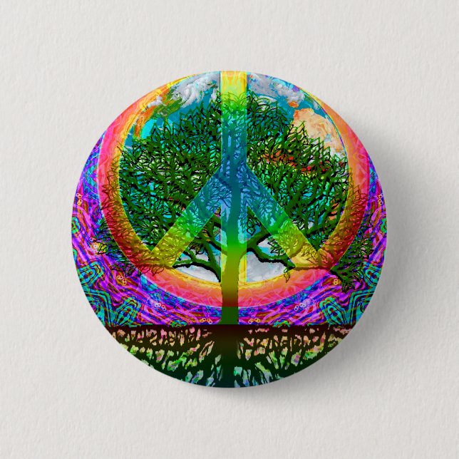 Tree of Life Peace 2 Inch Round Button (Front)