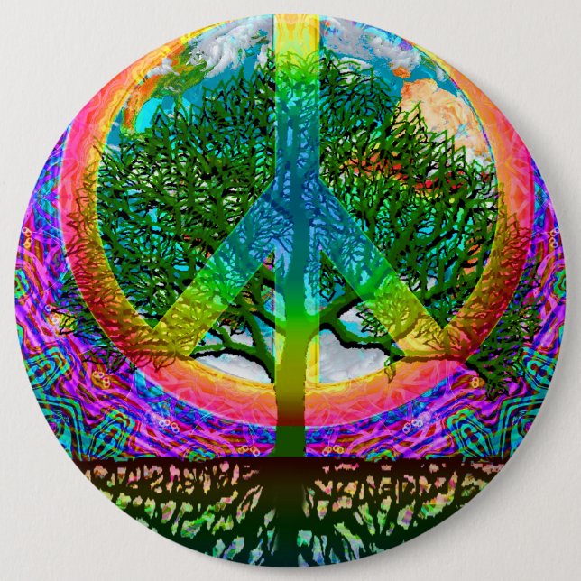 Tree of Life Peace 6 Inch Round Button (Front)
