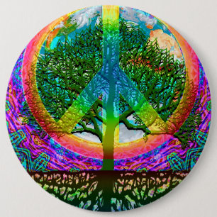 Tree of Life Peace 6 Inch Round Button