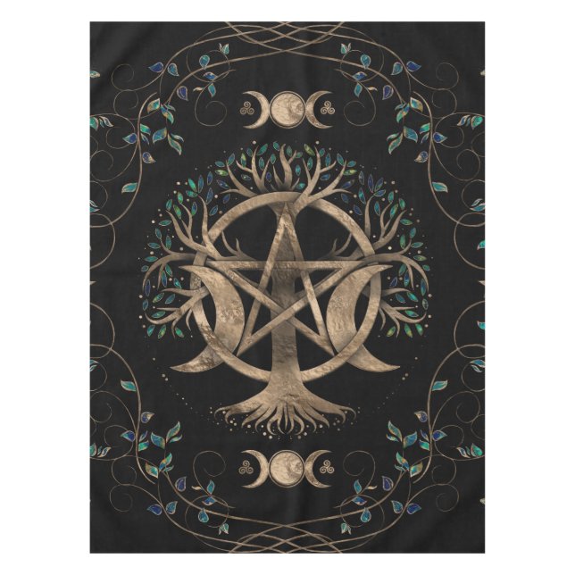 Tree of Life Pentagram Moon Ornament Tablecloth (Front)