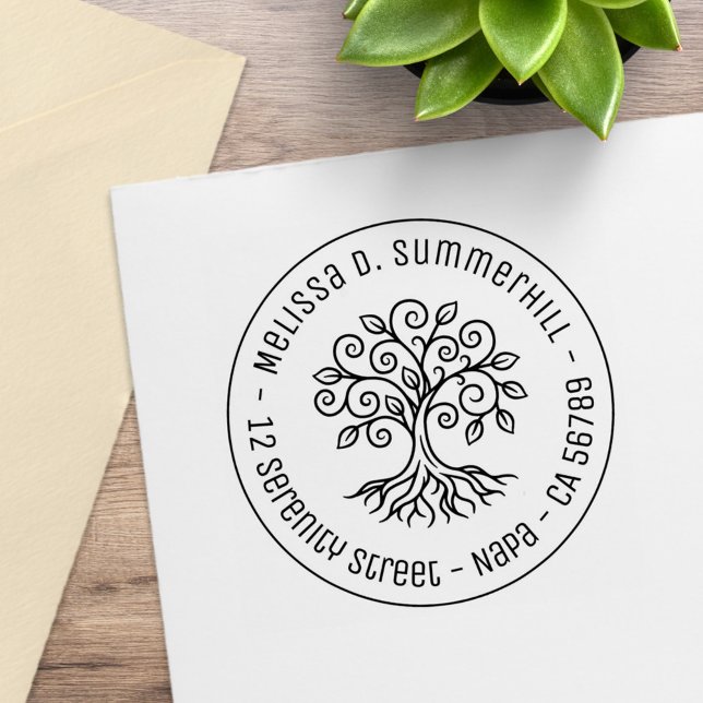 Tree of Life Round Address Rubber Stamp (Creator Uploaded)