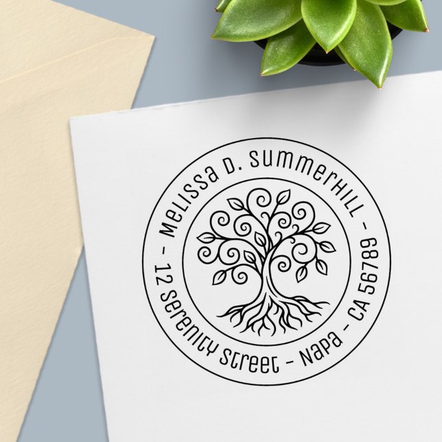 Tree of Life Round Address V2 Self-inking Stamp (Creator Uploaded)