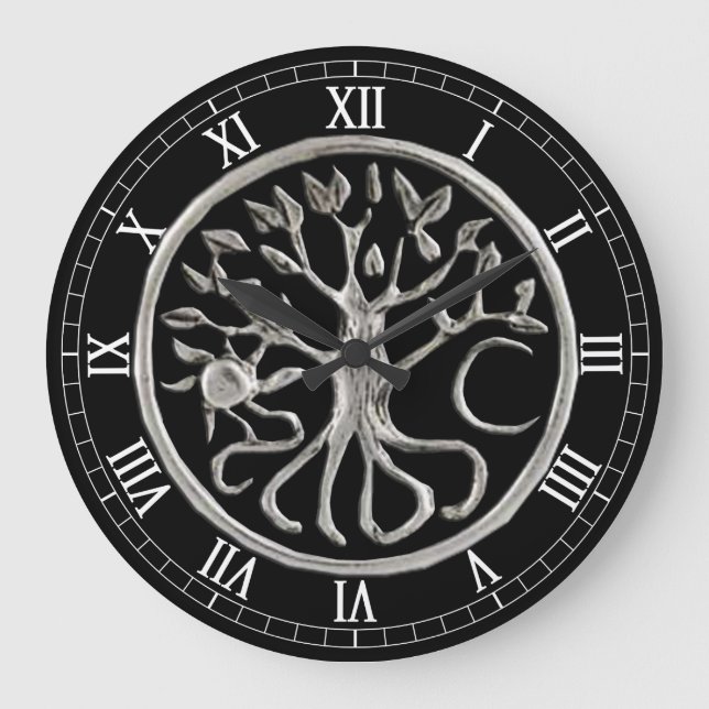 Tree Of Life Round Roman Numerals Clock (Front)