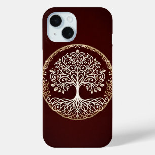 Tree of Life Rustic Dark Red Celtic iPhone 15 Case