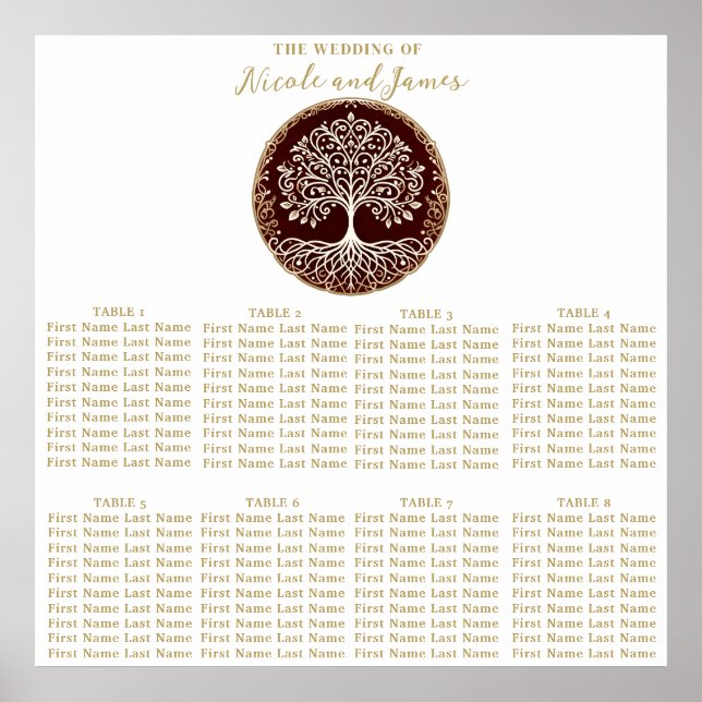 Tree of Life Rustic Dark Red Celtic Seating Poster (Front)