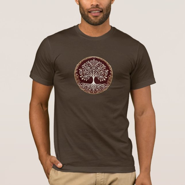 Tree of Life Rustic Dark Red Celtic T-Shirt (Front)