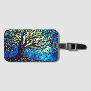 Tree of Life Shattered Glass Mosaic Luggage Tag