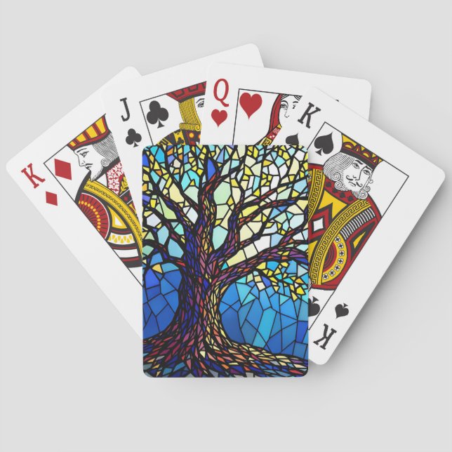 Tree of Life Shattered Glass Mosaic Playing Cards (Back)