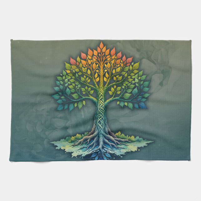 Tree of Life Shifting Dawn  Kitchen Towel (Horizontal)
