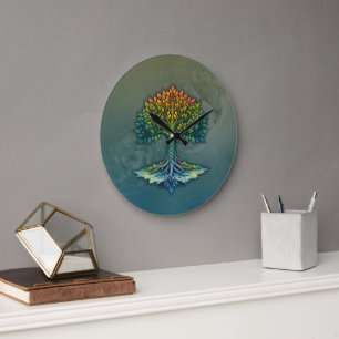 Tree of Life Shifting Dawn Large Clock