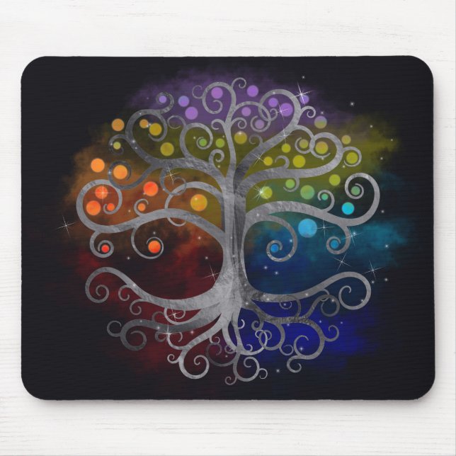 Tree of life Silver Swirl Mouse Pad (Front)
