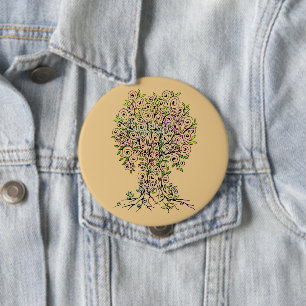 Tree Of Life - Spirals Leaves Fruits 1 4 Inch Round Button